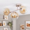 Moderne cluster-plafondlamp Gastor met 3 ronde kappen in amber en helder, E14