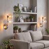Moderne Wandlamp Gastor als 2-delige set met drie glazen bollen naast de spiegel