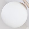 Moderne plafondlamp Gastor met drie ronde witte glazen bollen en zandkleurig armatuur
