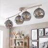 Moderne plafondlamp Koyoto met vier rookglazen bollen in zandkleurig metaal