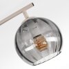 Moderne plafondlamp Koyoto met vier rookglazen bollen in zandkleurig metaal