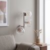 Zandkleurige moderne wandlamp Koyoto met drie heldere ribbelglazen bollen