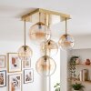 Moderne Cluster-plafondlamp Chehalis met 5 heldere en amberkleurige glazen bollen
