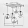 Moderne Cluster-plafondlamp Chehalis met 5 heldere en amberkleurige glazen bollen