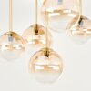 Moderne Cluster-plafondlamp Chehalis met 5 heldere en amberkleurige glazen bollen