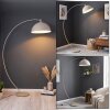 Moderne Sofa-boogvloerlamp Miranda met gebogen arm en zandkleurige kap
