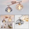 Moderne plafondlamp Gastor met twee ronde glazen kappen in amber, rook en helder