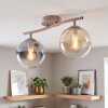 Moderne plafondlamp Gastor met twee ronde glazen kappen in amber, rook en helder