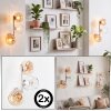 Retro wandlamp Koyoto in 2-delige set met drie glazen bollen in amber en helder