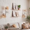 Retro wandlamp Koyoto in 2-delige set met drie glazen bollen in amber en helder