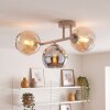 Moderne plafondlamp Koyoto met drie glazen bollen in chroom, rookkleurig en amber