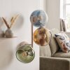 Wandlamp Koyoto met drie blauwe, groene, gouden en heldere glazen bollen
