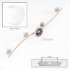 Scandinavische plafondlamp Koyoto met vier ronde witte glazen kappen en gebogen arm