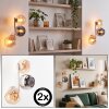 Moderne wandlamp Koyoto, 2-delige set met 3 glazen bollen in chroom, rook en amber