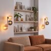 Moderne wandlamp Koyoto, 2-delige set met 3 glazen bollen in chroom, rook en amber