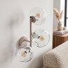 Moderne zandkleurige wandlamp Ripoll met 3 heldere glazen bollen in verticale opstelling
