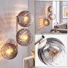 Moderne wandlamp Koyoto met drie ronde bollen van rook- en helder glas
