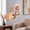 Moderne wandlamp Koyoto met drie ronde bollen van rook- en helder glas