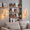 Retro wandlamp met drie glazen bollen Koyoto in zandkleur, 2-delige set