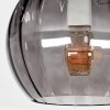Moderne Cluster-plafondlamp Koyoto met drie rookkleurige geribbelde glazen bollen