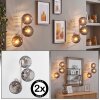 Moderne wandlamp Koyoto als 2-delige set met drie verticaal geplaatste rookglazen bollen