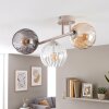 Moderne plafondlamp Koyoto met drie bolvormige glazen kappen in rookkleurig, amber en helder