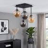 Cluster-plafondlamp Gastor met vier moderne glazen bollen in amber en rookkleurig glas