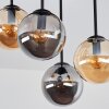 Cluster-plafondlamp Gastor met vier moderne glazen bollen in amber en rookkleurig glas