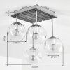 Cluster-plafondlamp Ripoll, houten lamellen, witte glazen bollen voor de eettafel