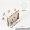 Cluster-plafondlamp Ripoll, houten lamellen, witte glazen bollen voor de eettafel