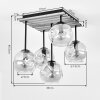 Moderne plafondlamp Ripoll met houten lamellen, 5 amberglazen bollen