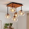 Cluster-plafondlamp Koyoto in bohostijl met 5 amberkleurige en heldere glazen bollen