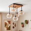 Cluster-plafondlamp Koyoto in bohostijl met 5 amberkleurige en heldere glazen bollen