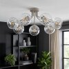Cluster-plafondlamp Koyoto met 7 heldere geribbelde glazen bollen in retrostijl