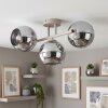 Zandkleurige Cluster-plafondlamp Koyoto met chroom- en rookkleurige glazen kappen