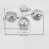 Zandkleurige Cluster-plafondlamp Koyoto met chroom- en rookkleurige glazen kappen