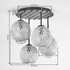 Boho cluster-plafondlamp Basto met 4 gevlochten bamboekappen in natuurlijke kleuren