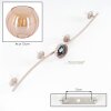 Moderne plafondlamp Koyoto met gebogen balk en 4 amberkleurige glazen bollen
