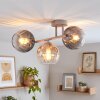 Zandkleurige moderne Cluster-plafondlamp Koyoto met drie geribbelde glazen bollen