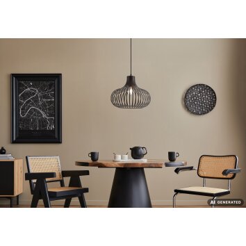 NOWA Mateo hanglamp voor eettafel, pendellamp met ronde kooioptiek, modern, E27, 40 W