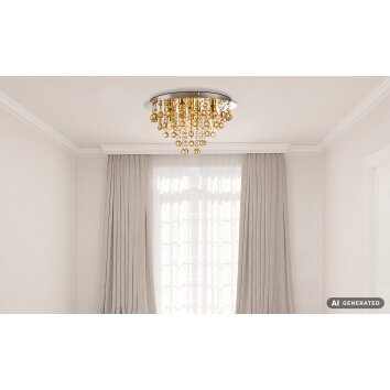 NOWA London modern-vintage 5-armige plafondkroonluchter met hangende elementen E14 Ø 46 cm