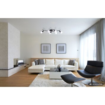 NOWA Loxy 6-lichts langwerpige plafondlamp E14 modern voor eetkamer en woonkamer