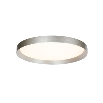 Steinhauer LED plafondlamp Flady, platte ronde bouwvorm, in zilver, 2700 Kelvin warmwit