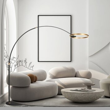 Steinhauer Ringlux staande booglamp LED, moderne verstelbare boogarm, 2-lichts