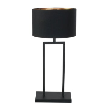 Steinhauer Tafellamp Stang met open metalen frame, zwarte kap met gouden binnenkant