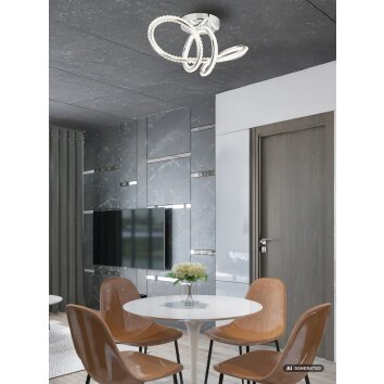 Globo Evangeline LED ringplafondlamp met afstandsbediening, 3-rings design voor eetkamer