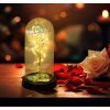 Globo Rosalina LED tafellamp decoratielamp glazen stolp met roos, 20 lichtjes