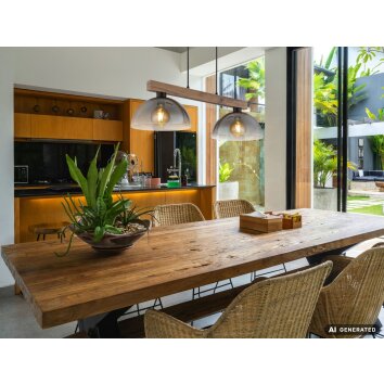 NOWA Romy moderne balkvormige eettafel hanglamp met 2 koepelkappen, E27, 60 Watt