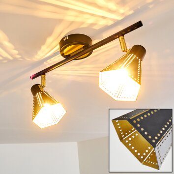 Vantaa Plafondlamp Zwart-Goud, 2-lichts