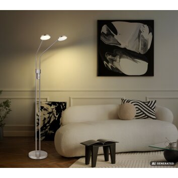 Globo Silvio LED vloerlamp 2-lichts, moderne leeslamp voor eetkamer en woonkamer